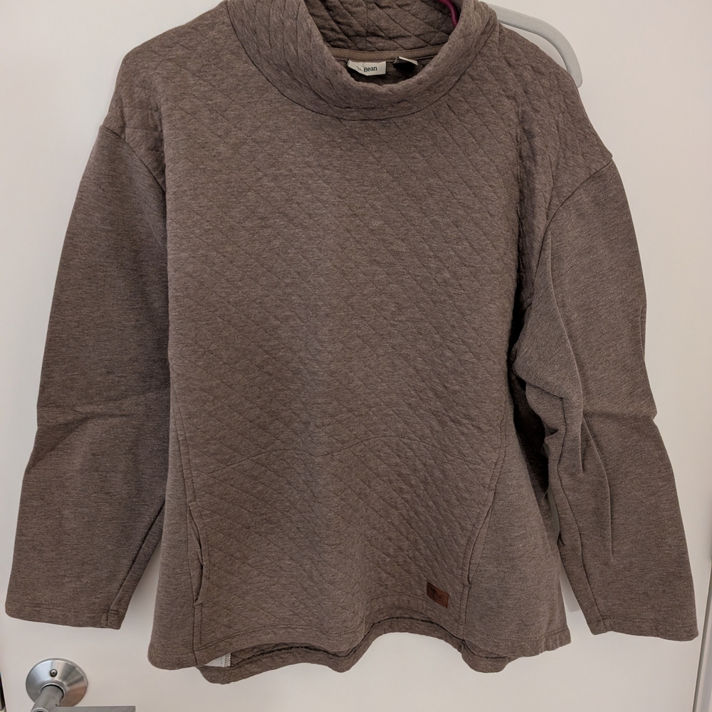 L.L. Bean Women's Quilted Cowl Neck Sweater - Brown